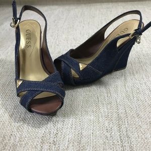 Guess Tilden Denim Wedge Sandal